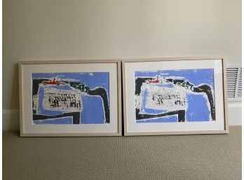 2 Decorative Prints In Wood Frames