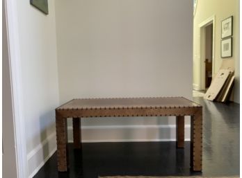 Interior Designer Made Distressed Leather Coffee Table With Nailhead Detail