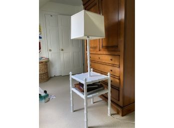 White Night Stand With Attached Lamp