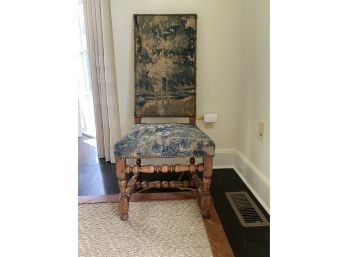 Handwoven Upholstered Chair With Wood Frame