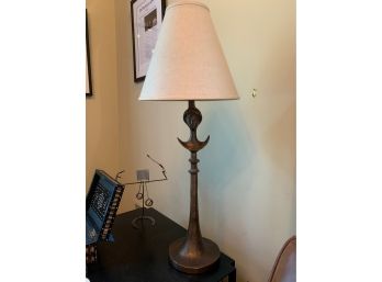 Brass-like Table Lamp With Linen Shade