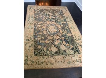 Entryway Needlepoint Rug With Botanical Design 8.75 Ft X 6 Ft