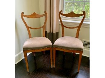 Pair Of Suede Accent Chairs Nailhead Embellishment (original Price $1400)