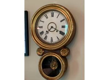 Gold Accent Pendulum Wall Clock Untested