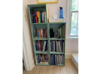 Distressed Wood, Green, Handpainted 7 Cube Book Case (Books Not Included)