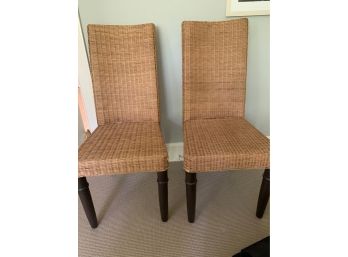 Wicker Chairs On Solid Wood Mahogany Legs (Set Of 7)