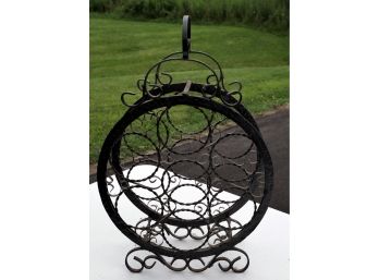 6 Bottle Black Wrought Iron Wine Rack Bottle Holder