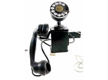 Antique Wall Mounted Dial Telephone - Western Electric  -201 SPACE SAVER, Side Mount Phone (E1) W/Mount