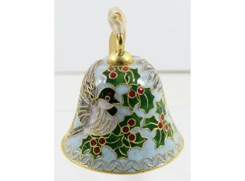 Christmas Ornament Ornamental Bell - Enamel With Bird Motif - Sweet And Magnificent