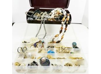 Big Lot Of Costume Jewelry - Necklaces, Beads, Pins, Brooches, Earrings, Tie-tacks, And More - LOTS AND LOTS