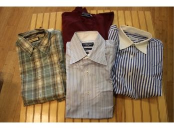 Mixed Lot Of Four Men's Long Sleeved Shirts / Sweaters New/Used, Size Medium