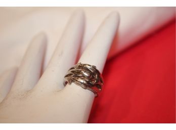 Sterling Silver 925 Signed Ladies Dolphin Cluster Ring Sz 6.75