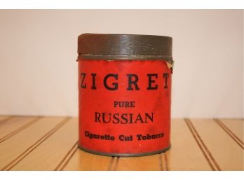 Antique ZIGRET Pure Russian Cigarette Cut Tobacco Tin - Full Tin!!!