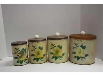 Vintage National Can Corp Chippy Paint Canister Set - See Pics