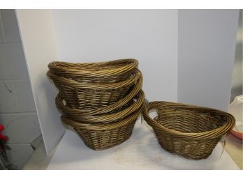 Six New Gold Painted Wicker Laundry Baskets