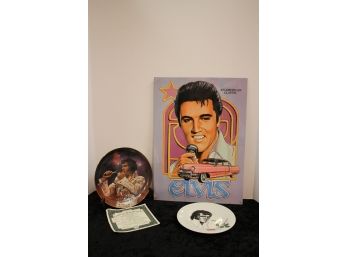 Elvis Presley Lot - Collector Plates, Tin Sign