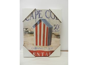New CAPE COD Beach Cabana Canvas Over Wood Art Print