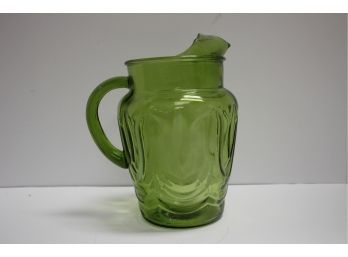 Vintage Anchor Hocking(?) Avocado Green Pitcher With Ice Lip