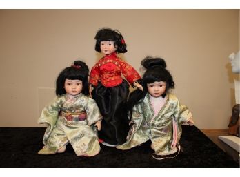 Vintage Lot Of Three Japanese Porcelain Dolls