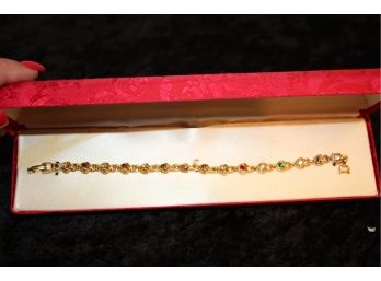 Never Worn Gold Plated Multi Colored Crystal 7' Tennis Bracelet