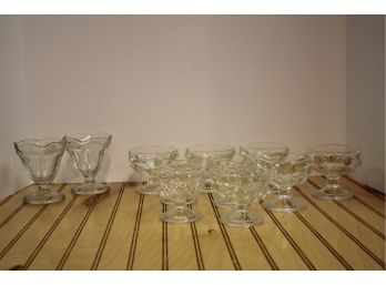 Mixed Lot Of Eleven Clear Glass Dessert Cups