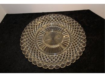 Vintage Pressed Clear Glass Appetizer Sectioned 14' Round Tray
