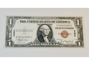 Rare 1935 A - Hawaii Note - 1 Dollar - Silver Certificate - WWII - Emergency Issue - Brown Seal