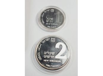 1986 Israel Large Silver Proof 2 Sh Algerian Hanukkah Lamp  2  (850)  Silver Coin Set