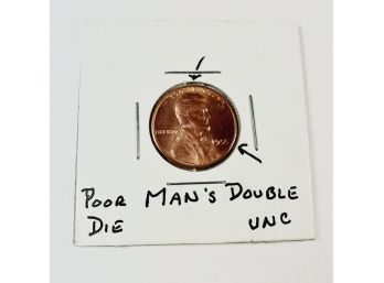 1955 'Poor Man's' Double Die Lincoln Cent Error BU