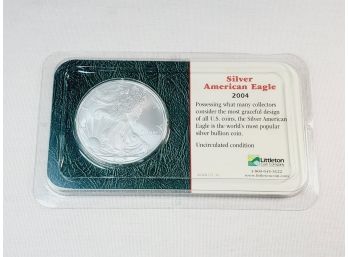 2004 Silver Eagle Uncirculated Sealed In Plastic