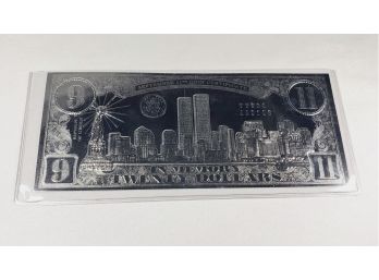 Pure Silver Leaf Plated 9/11 Commemorative $20 Bill With Certificate