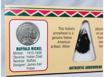 Arrowhead And Coin Collection Set Indian Cent And Buffalo Nickel