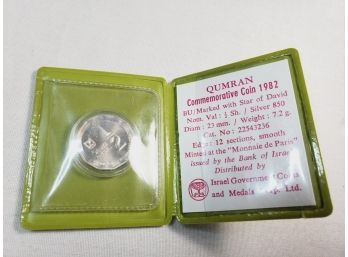 Israeli Qumran Commemorative Coin With Case And Cert (850 SILVER)