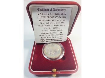 1984 Valley Of Kidron 1 Sheqel Israel (850)Silver Proof  W/coa