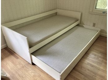 Vintage Scandinavian Made Trundle Bed With Two Mattresses