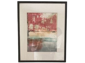 Signed Monotype Landscape Abstract By I. Miller (F) 17' X 13'