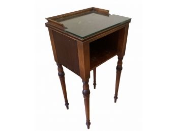 Small Antique Side Writing Desk Table With Glass Top