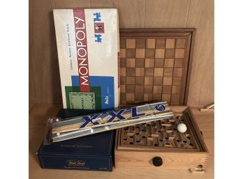 Mixed Lot Of Games With Wood Chess Board