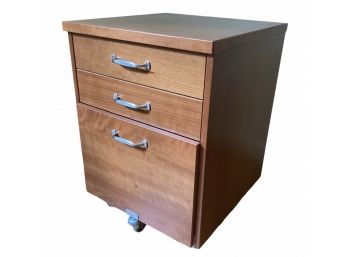 Wood File Cabinet With Two Top Drawers On Casters