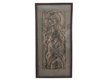 Vintage Signed Etching Of Nude By John Blair Mitchell 19' X 38.5'