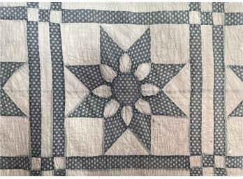 Full Size Vintage Blue And White Quilt Circa 1960