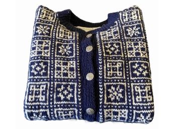 Beautiful Vintage Norwegian Wool Sweater Hand Knitted In Norway Husfliden, Bergan Circa 1970