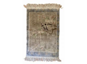 Small Chinese Wool Rug With Bird Motif 37' X 25'