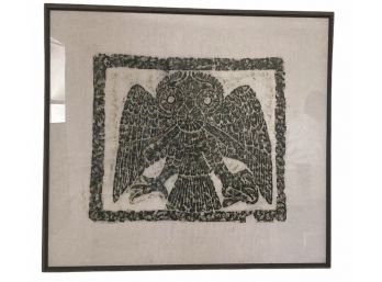 Vintage 1970 Signed Temple Rubbing Print From Mexico 33.5' X 30'