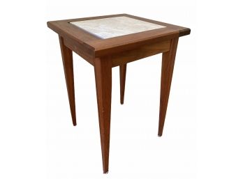 Vintage Walnut Accent Table With Tile Insert (not Original)