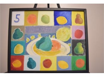 Signed S. D'Allesandro Cheerful Fruit Acrylic On Canvas 21'x17' Framed