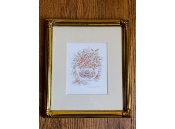 Signed Davis Carroll 1979 'Holly'  Lithograph Limited Edition Original Hand Signed And Dated 8'x9.5'