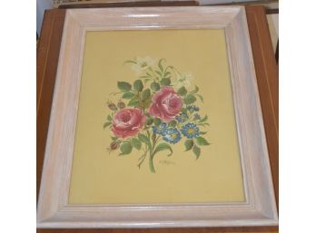 Signed DS Hoffman Roses With Lillies Oil On Board 17.5'x21.5' Frame Glass