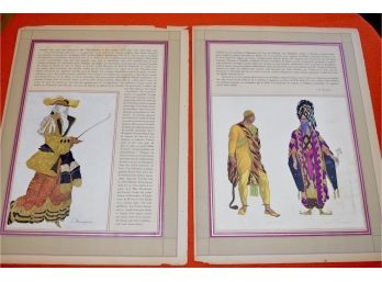 Original Layout French Magazine Art Plates By Leon Bakst 2 Sheets (4 Pages) Written By Blanche