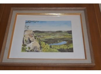 'Berkshires Toward Mt Greylock From Monument Mt.' Water Color 16'x13' Matted Frame Plexi